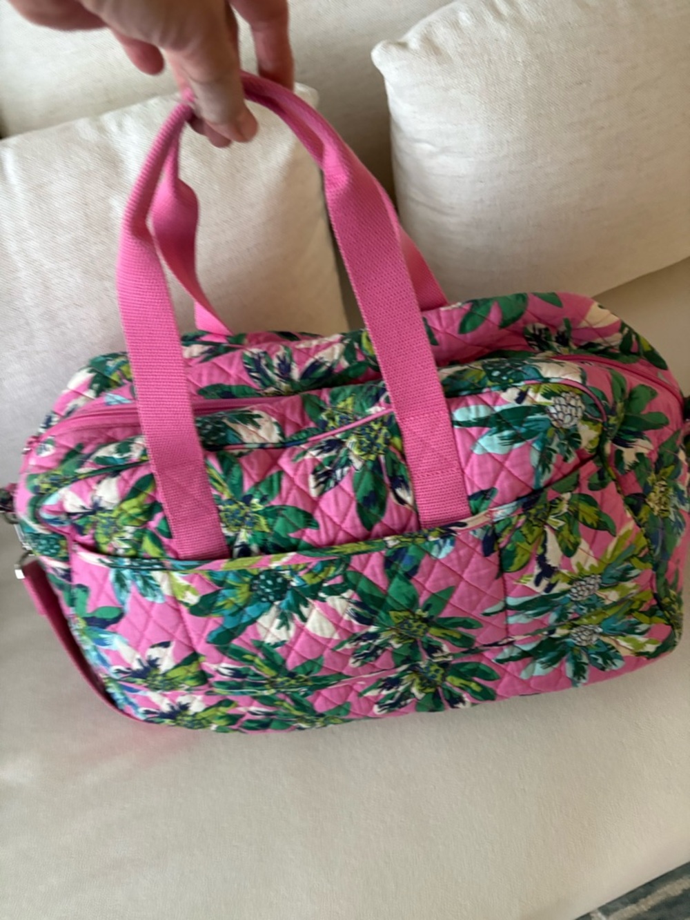 Vera Bradley weekender bag, tropical paradise floral pink print